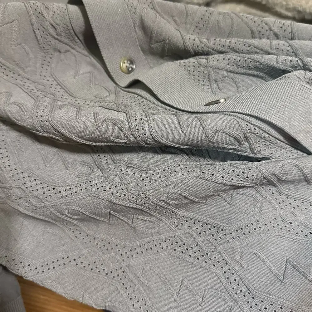 Air Jordan Golf 23 Cable Knit Button Up Tan Brown Linen II7267-040 Polo Shirt